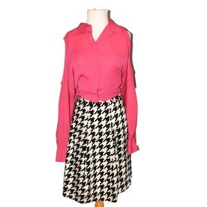 DKNY Cold Shoulder Relaxed Fit Hi-Low Hidden Button Rose Pink Blouse